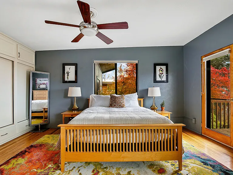 Second primary bedroom with private deck.