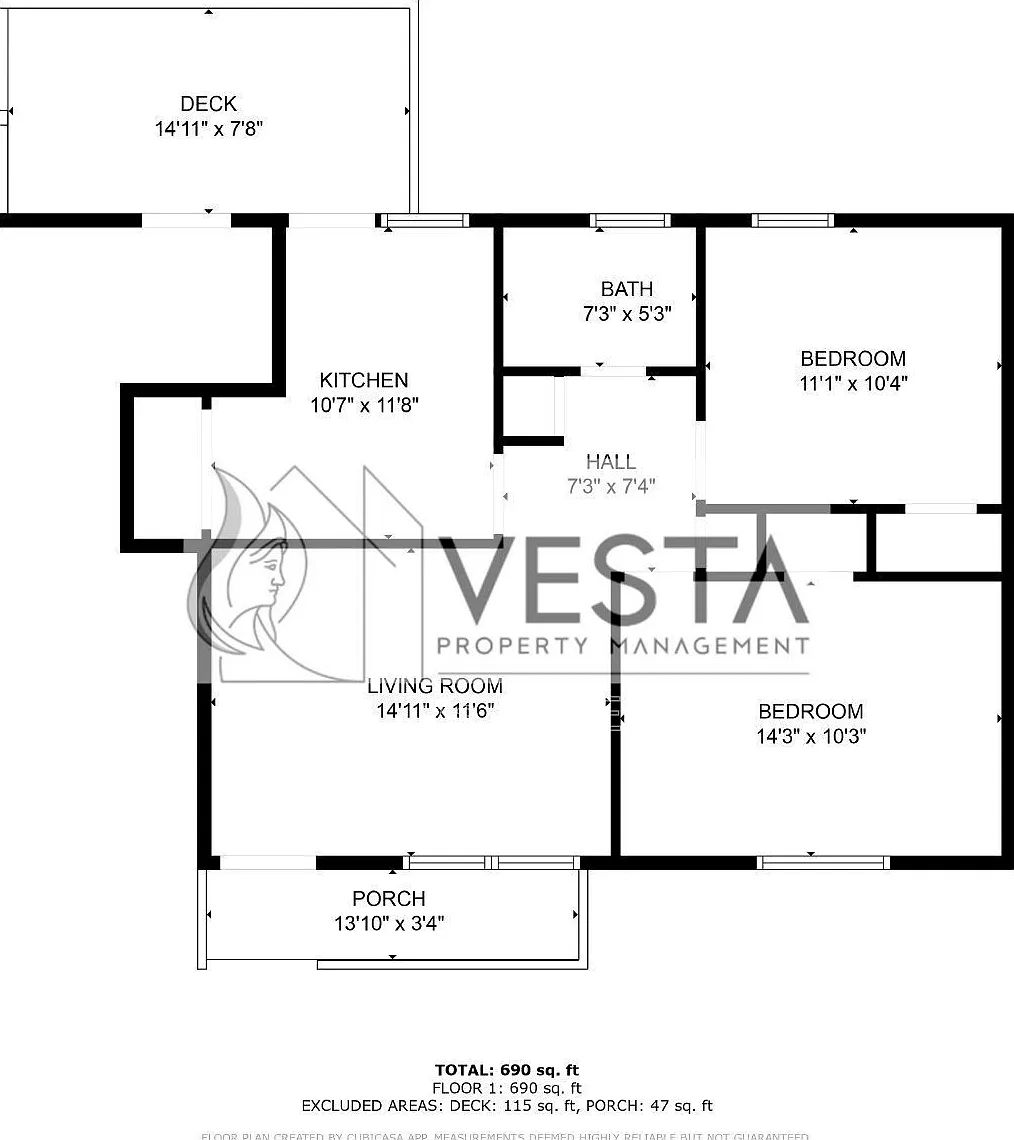 2 bed, 1.0 bath, 690 sqft, $1,250 — Photo 2