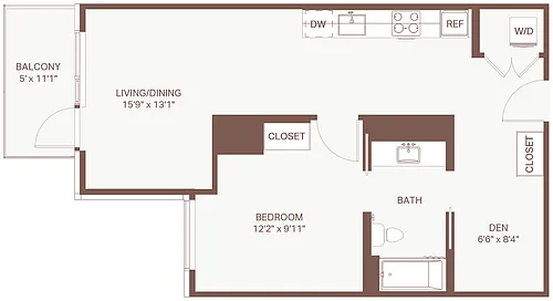 Floor plan 1x1 + Den D7 Olympic