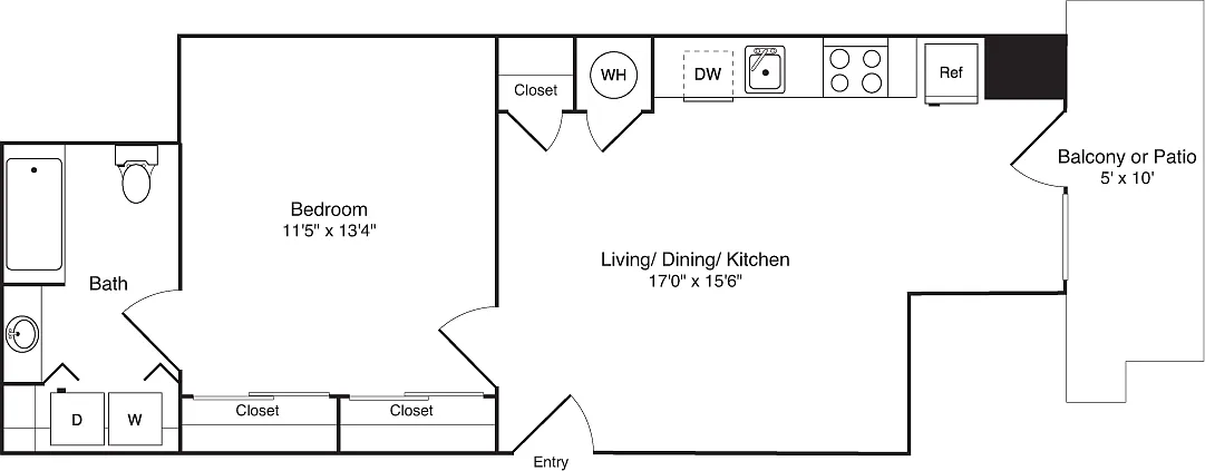 Floor plan 1 Bedroom C
