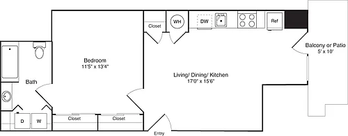 Floor plan 1 Bedroom C