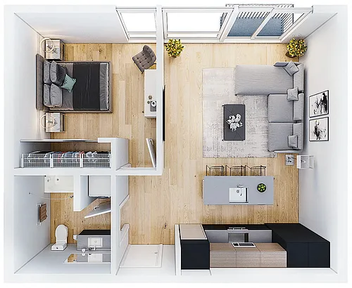 Floor plan 1 Bedroom D
