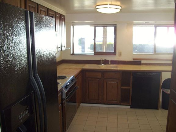 Kitchen with view of Lake Washington and Juanita Bay