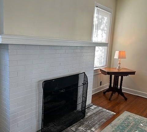 Fully useable fireplace in living room.