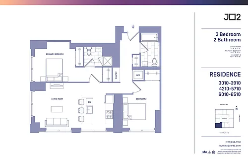 Floor plan 2 Bed | 2 Bath - 2
