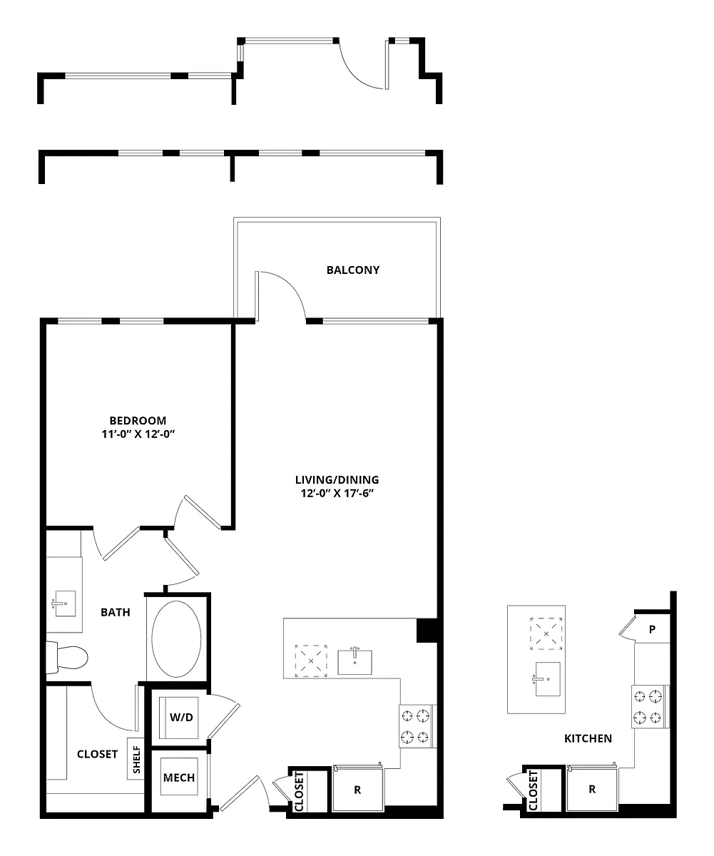 Floor plan 1 Bed/1 Bath-Dupont