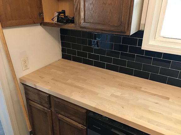 Subway tile and butcher block