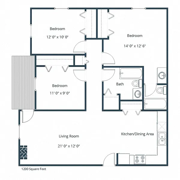 Floor plan Three Bedroom 32B