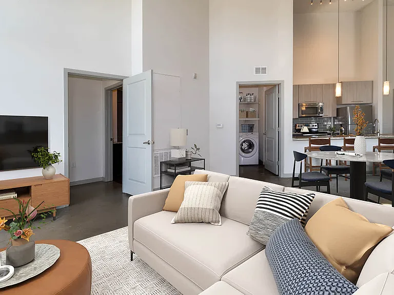 Living Area and Kitchen with Hard Surface Flooring