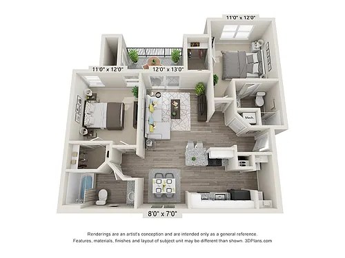 Floor plan 2 Bedroom 2 Bath