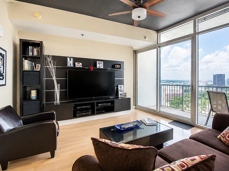 Living room with floor-to-ceiling windows