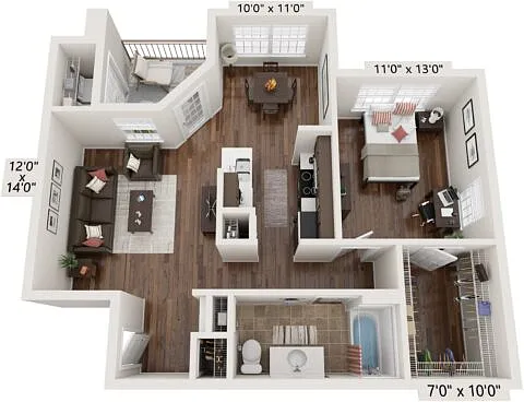 Floor plan Fredericksburg 1x1