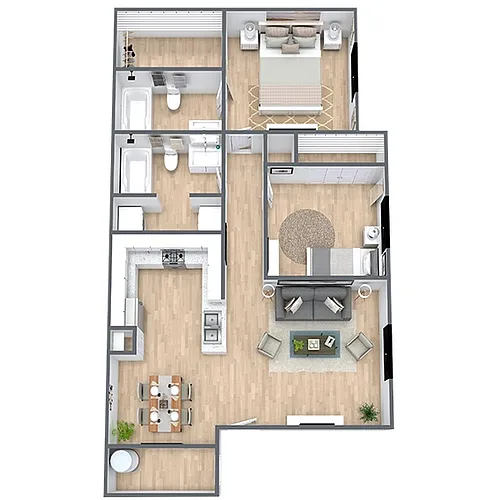 Floor plan B2: 2 Bed 2 Bath