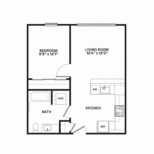 Floor plan Traditional One Bedroom C14