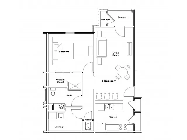 Floor plan 1 Bedroom. 1 Bathroom