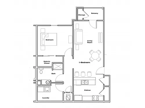 Floor plan 1 Bedroom. 1 Bathroom