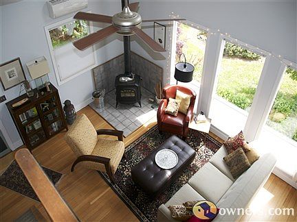 View from loft over living room