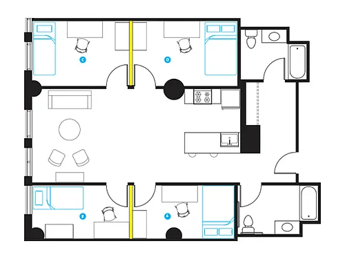 Floor plan 4 Person Private