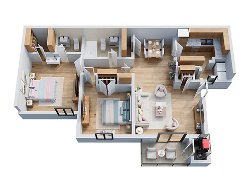 Floor plan 2 Bed | 1.5 Bath