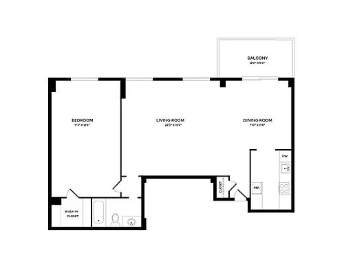 Floor plan 1 Bedroom E