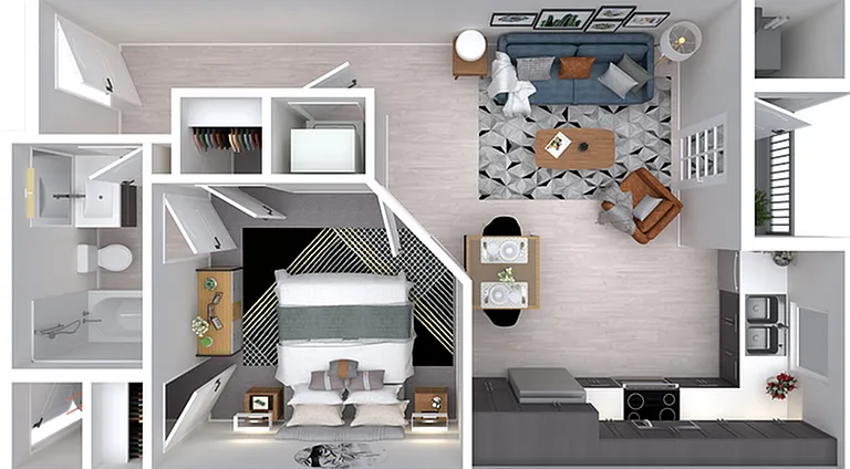 Valley | 1bd, 1ba - 545 sqft. Valley | 1bd, 1ba - 545 sqft.