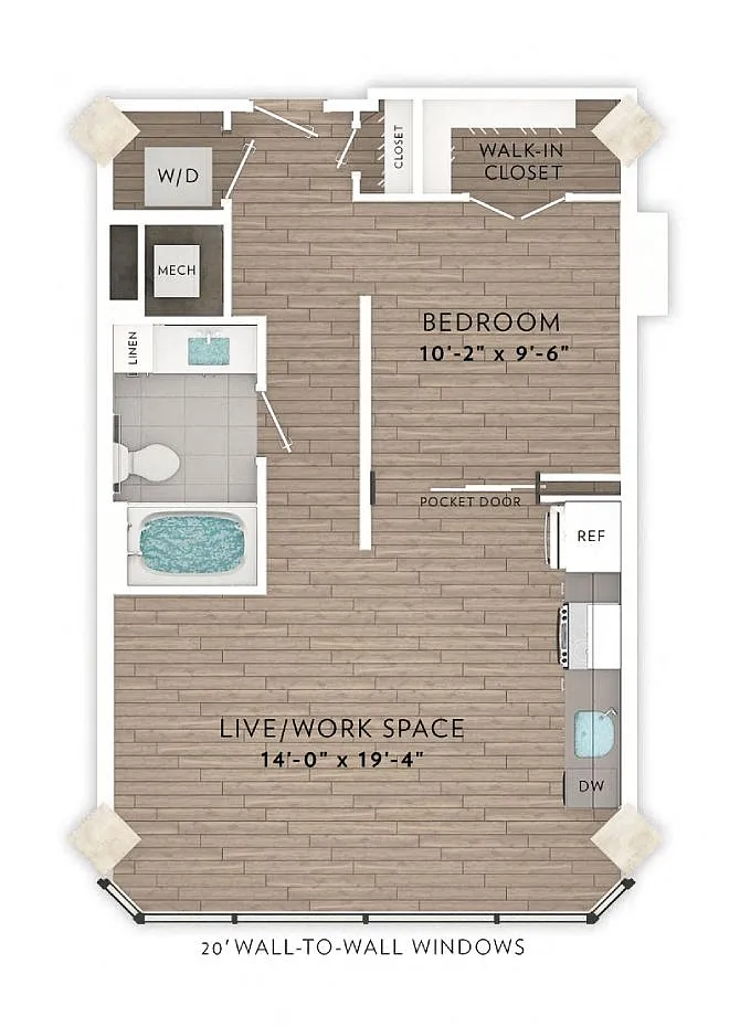 Floor plan 6C 1 Bed 1 Bath