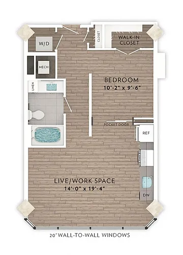 Floor plan 6C 1 Bed 1 Bath
