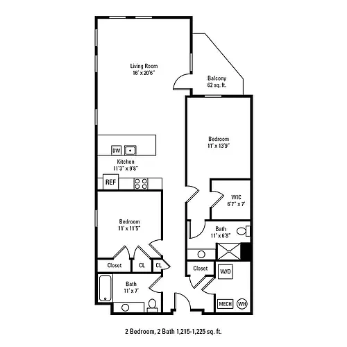 Floor plan 2 Bedroom 2 Bath