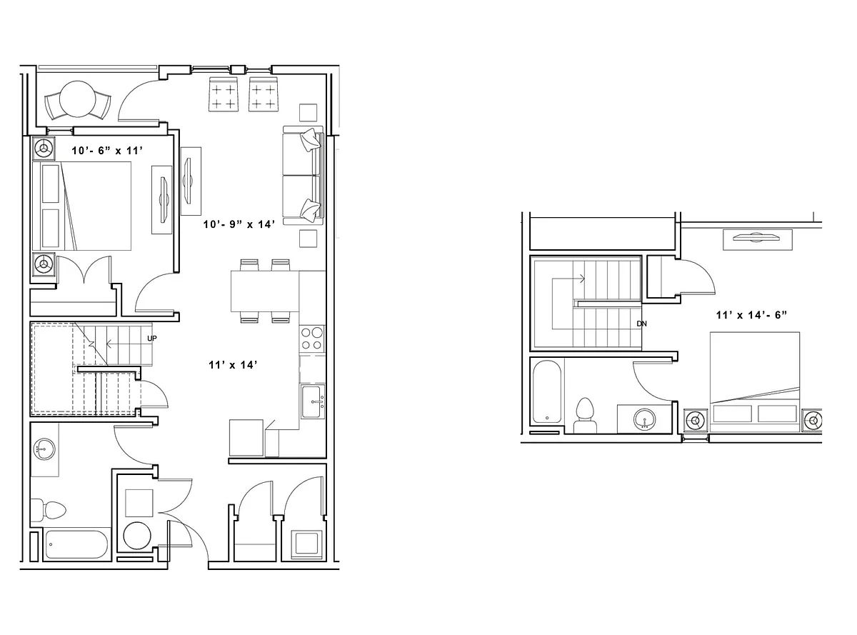 Floor plan Northwoods Type B - 2x2 Loft