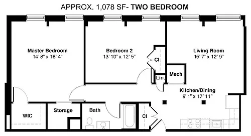 Floor plan Two Bedroom - Call for Pricing and Availability