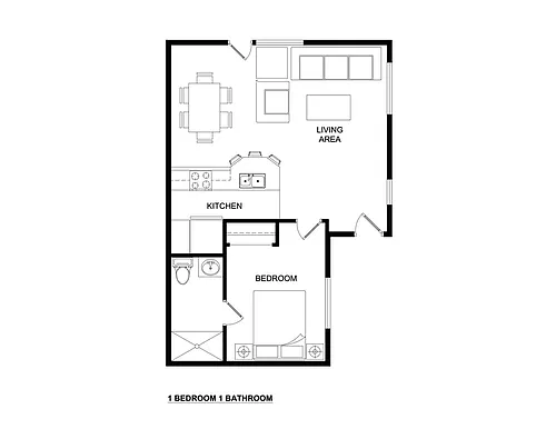 Floor plan 1 Bedroom, 1 Bathroom