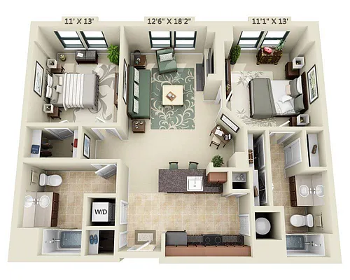Floor plan Two Bedroom B2A