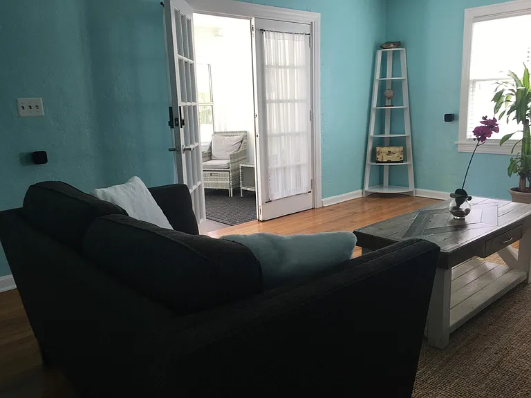 View from living room into front porch
