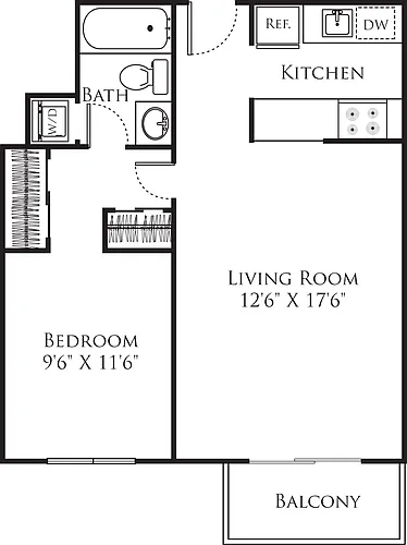 Floor plan 1 Bedroom B
