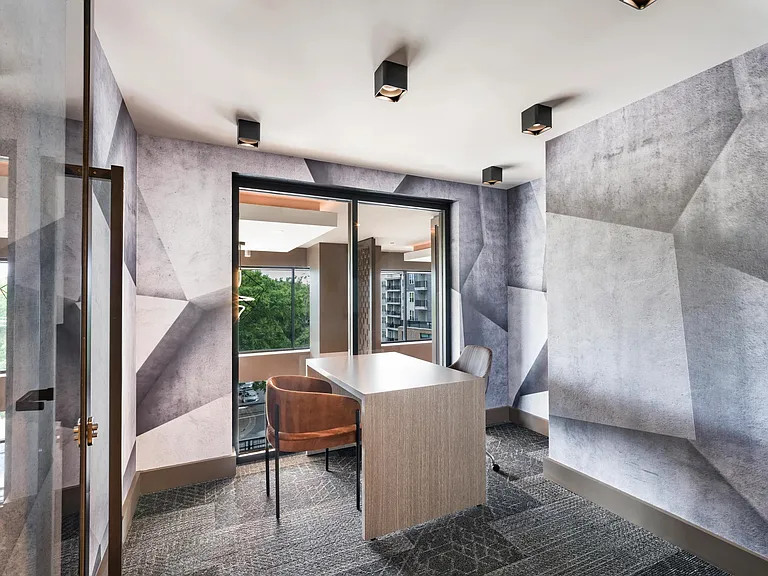 Private conference room designed for productivity, featuring sleek finishes and plenty of natural light.