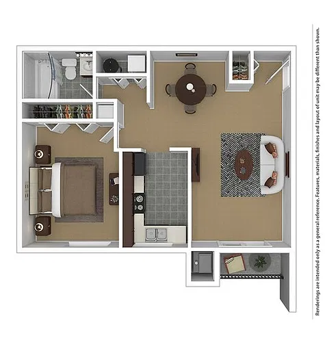 Floor plan 1 Bedroom/1 Bathroom-764