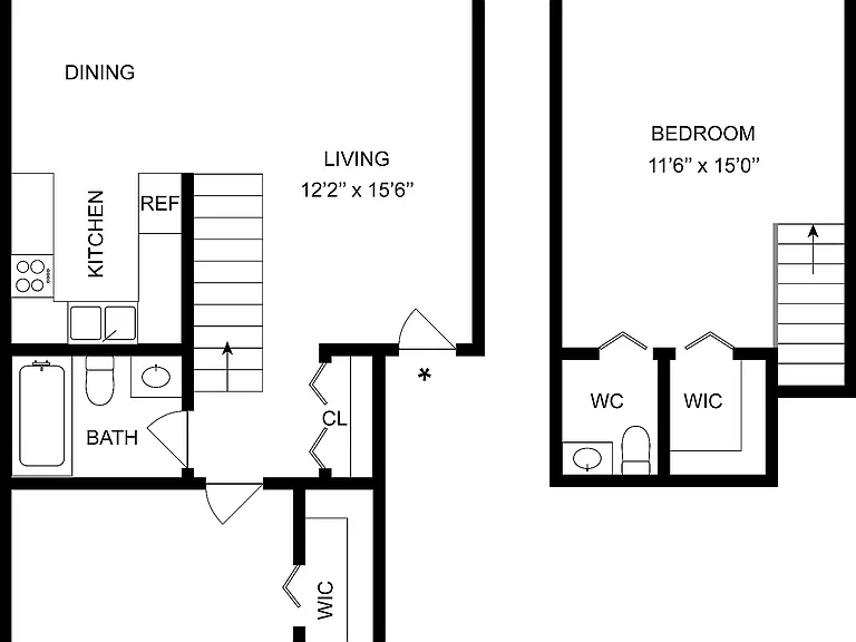 1x1.5 Loft | 1-Bedroom Floorplan 1x1.5 Loft | 1-Bedroom Floorplan