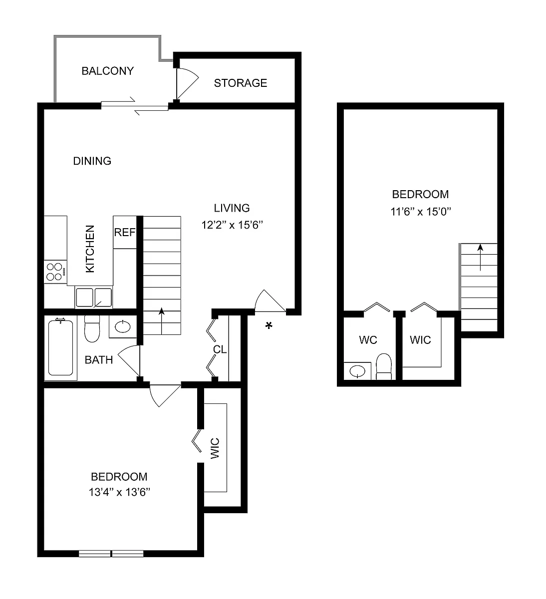 Floor plan 1x1.5 Loft