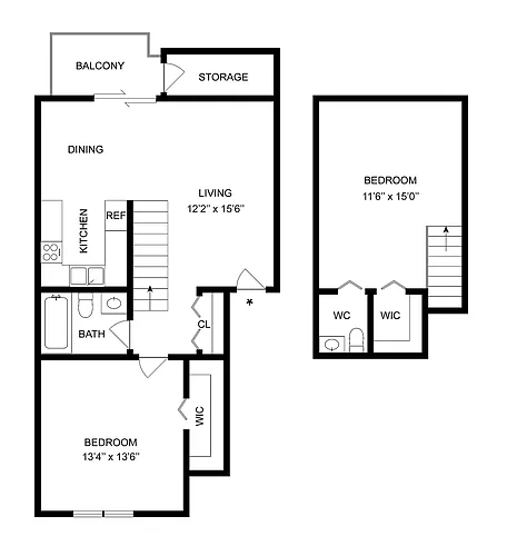 Floor plan 1x1.5 Loft