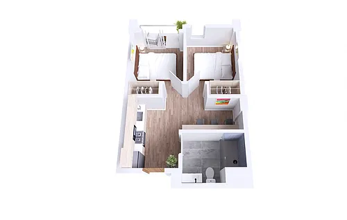 Floor plan 2 Bedroom, 1 Bathroom