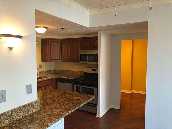 Open kitchen with counter-height eating area.