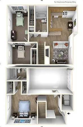Floor plan Three Bedroom Townhome A