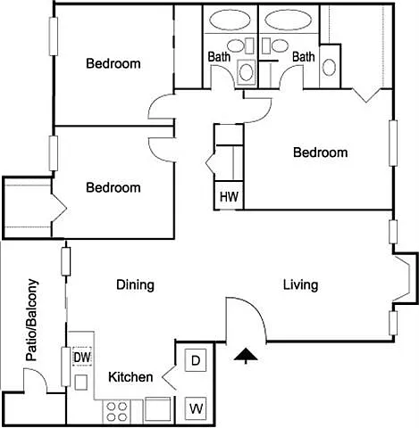 Floor plan Sterling 3BR 2BA 1143 sq ft