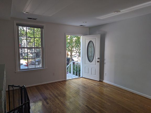 View to front door from mechanics closet