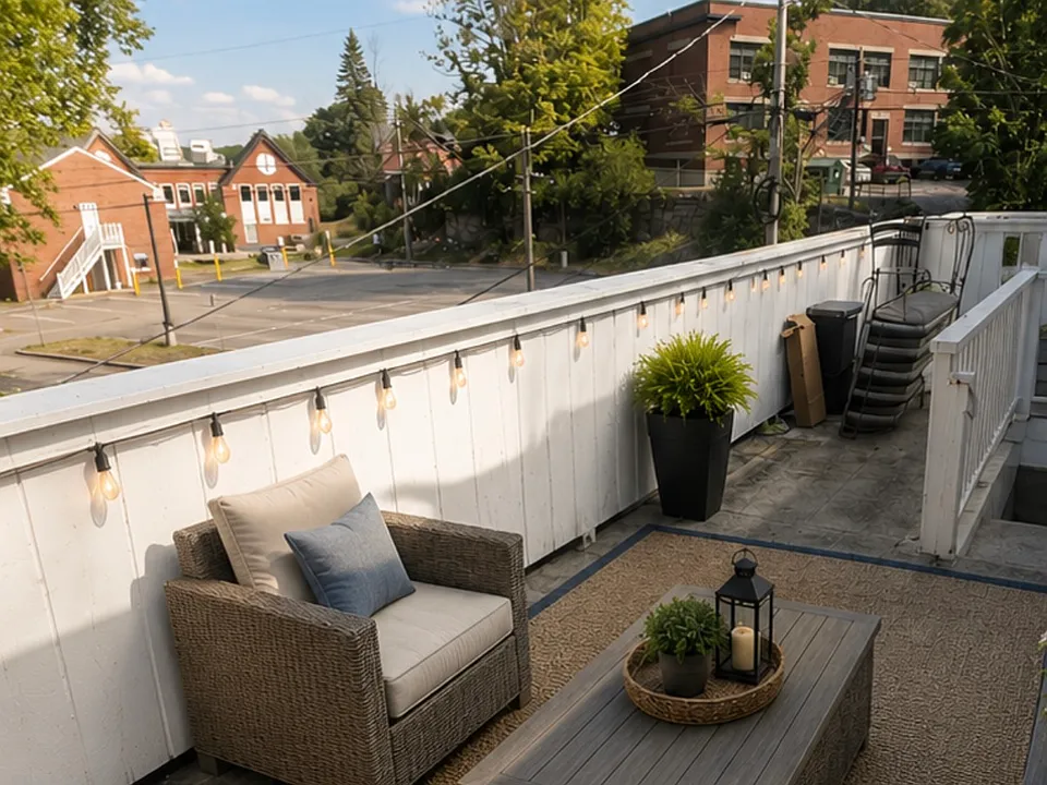 Semi private upper level porch shared with only one other unit.