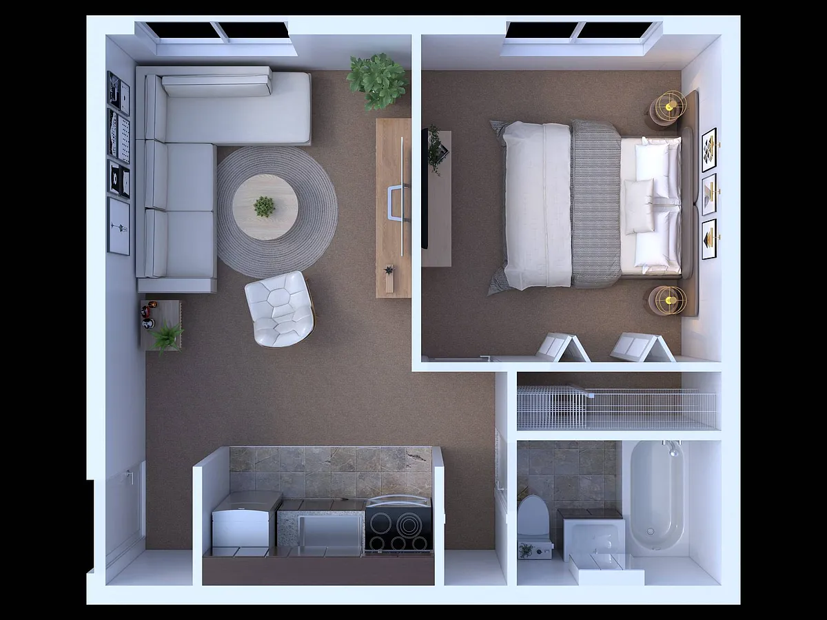 Floor plan 1 Bed 1 Bath | Classic JR