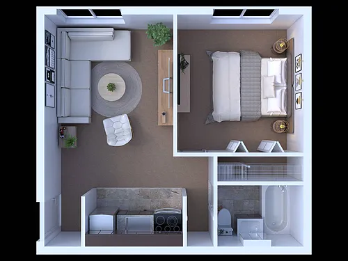Floor plan 1 BR - 1 BTH Renovated JR