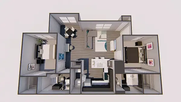 Floor plan 2 Bed 2 Bath Lounge