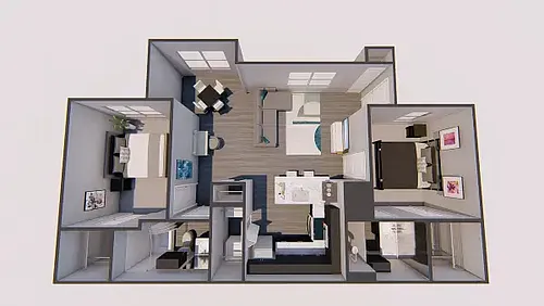Floor plan 2 Bed 2 Bath Lounge
