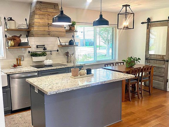 Oak wood range hood. 